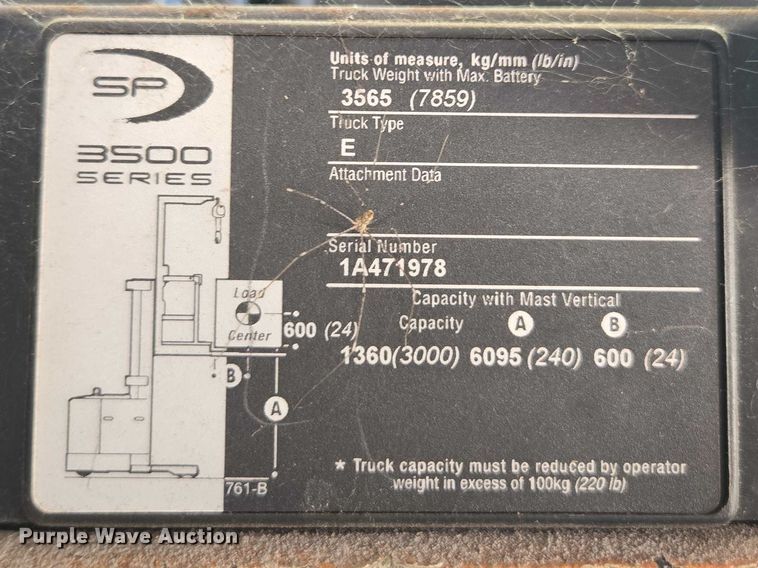image for item EA5466 2016 Crown SP3520-30 order picker