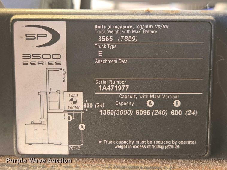 image for item EA5467 2016 Crown SP3520-30 order picker