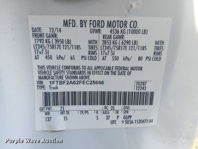 image for item EC1292 2015 Ford F250 Super Duty XL utility bed pickup truck