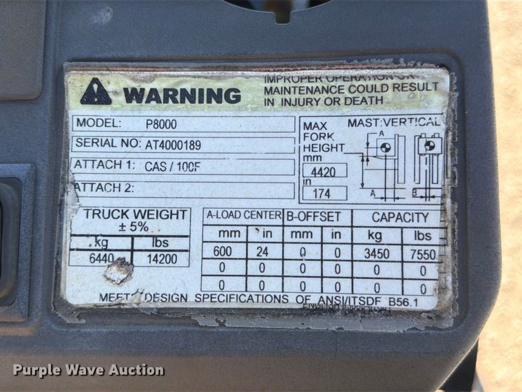 image for item ED5171 Caterpillar P8000 forklift