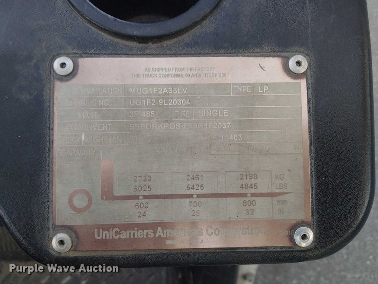 image for item EE7980 2016 UniCarriers PF70 forklift