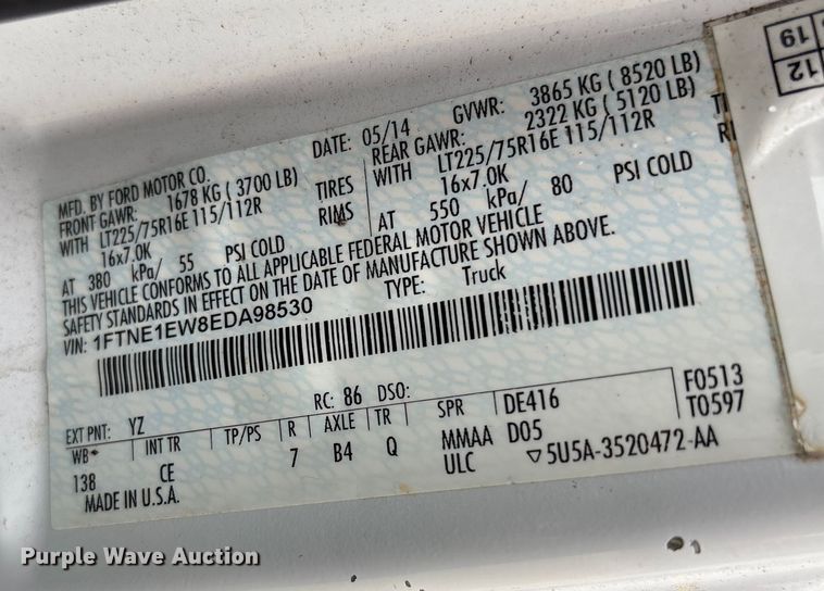 image for item EF1008 2014 Ford E150 van