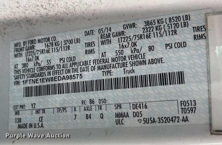 image for item EF1010 2014 Ford E150 van