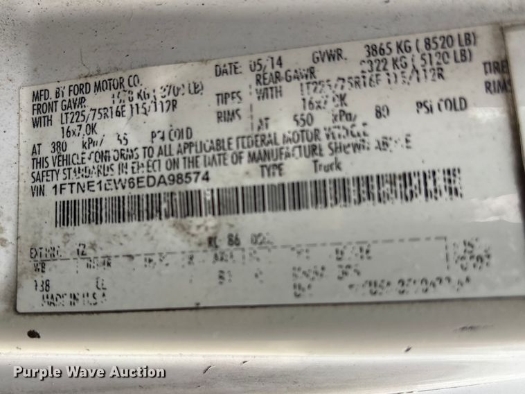 image for item EF1012 2014 Ford E150 van