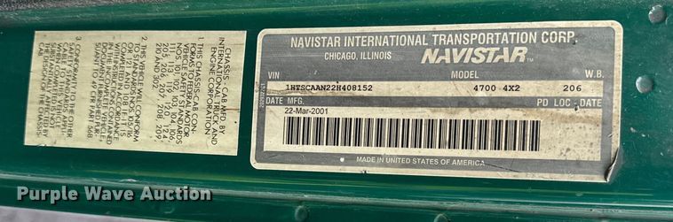 image for item EF2299 2002 International 4700 box truck