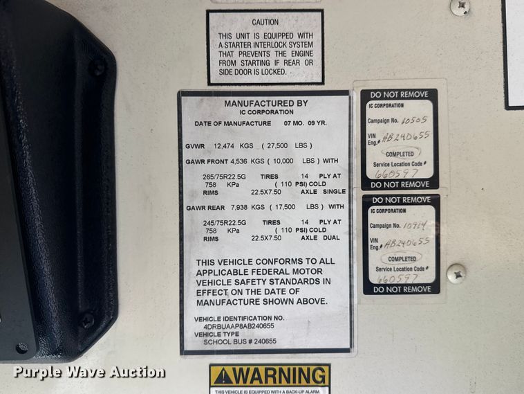 image for item EG8839 2010 IC  PB105 school bus