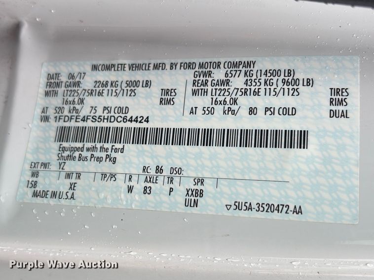 image for item EM5024 2018 Starcraft Ford E450 Super Duty shuttle bus