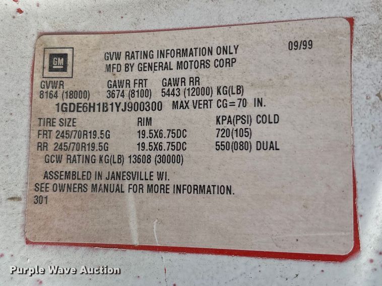 image for item EM5035 2000 GMC C5500 box truck