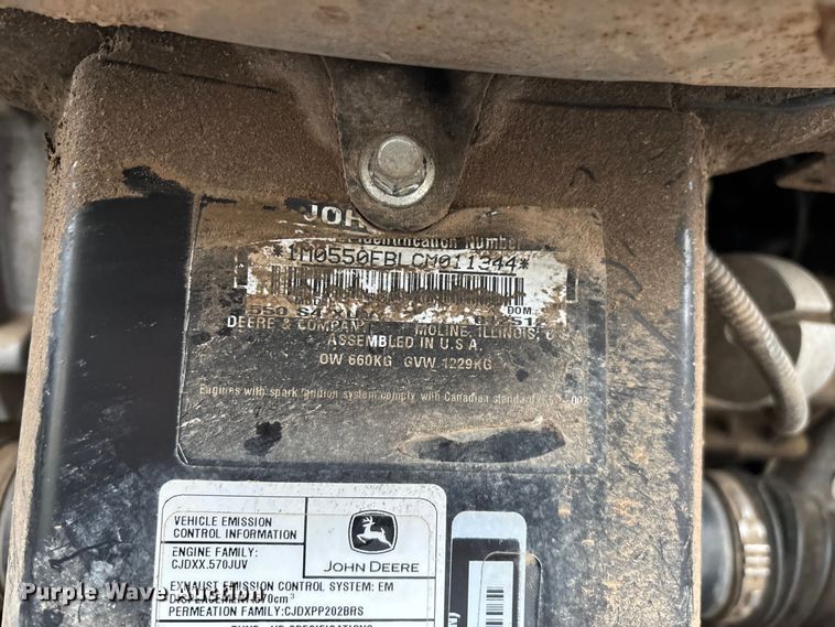 image for item EN5993 2012 John Deere XUV550 S4 utility vehicle