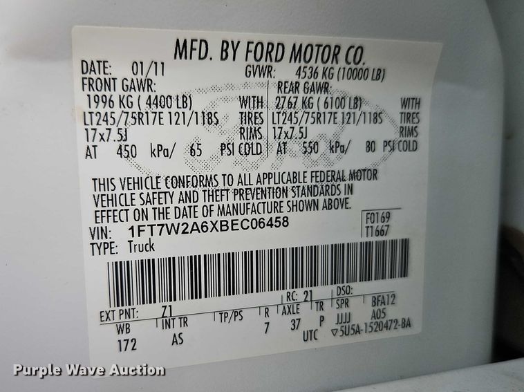 image for item EO7073 2011 Ford F250 Super Duty Crew Cab pickup truck