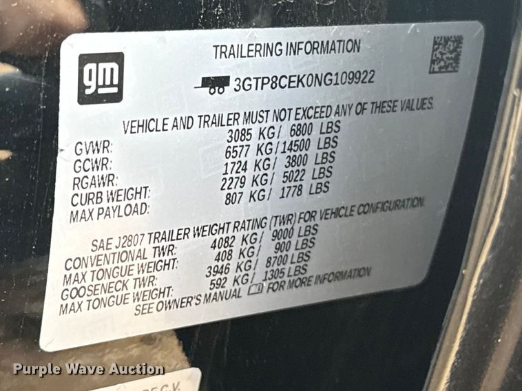 image for item ES5940 2022 GMC Sierra 1500 Crew Cab pickup truck