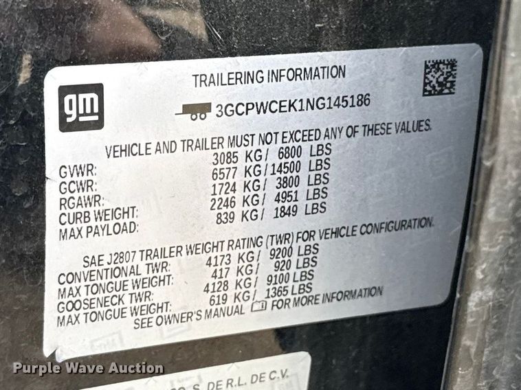 image for item ES5941 2022 Chevrolet Silverado 1500 Crew Cab pickup truck