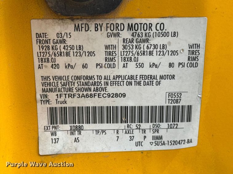 image for item ES5950 2015 Ford F350 Super Duty utility bed pickup truck