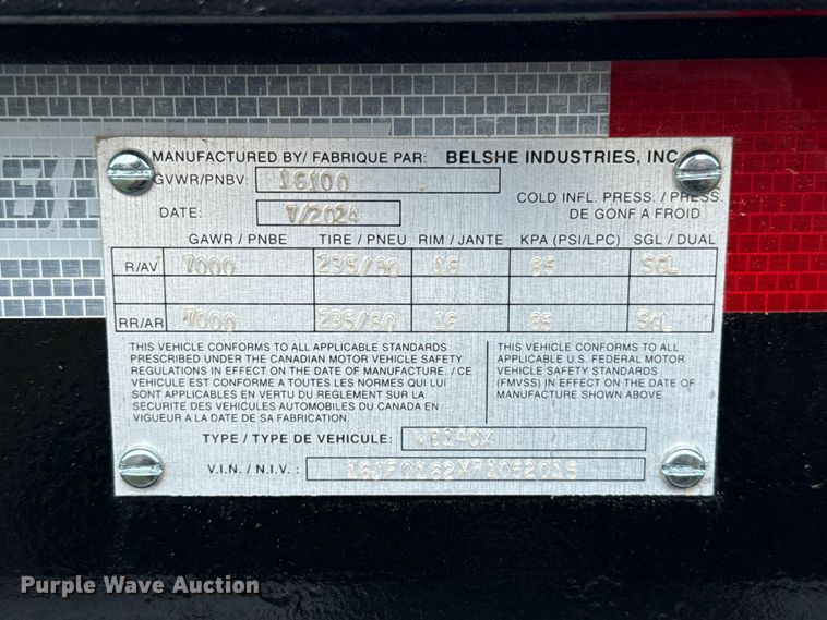 image for item ES5970 2024 Belshe WB14CX equipment trailer