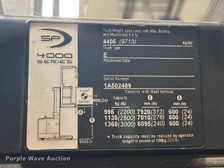 image for item ES8637 2017 Crown SP4050-30 order picker