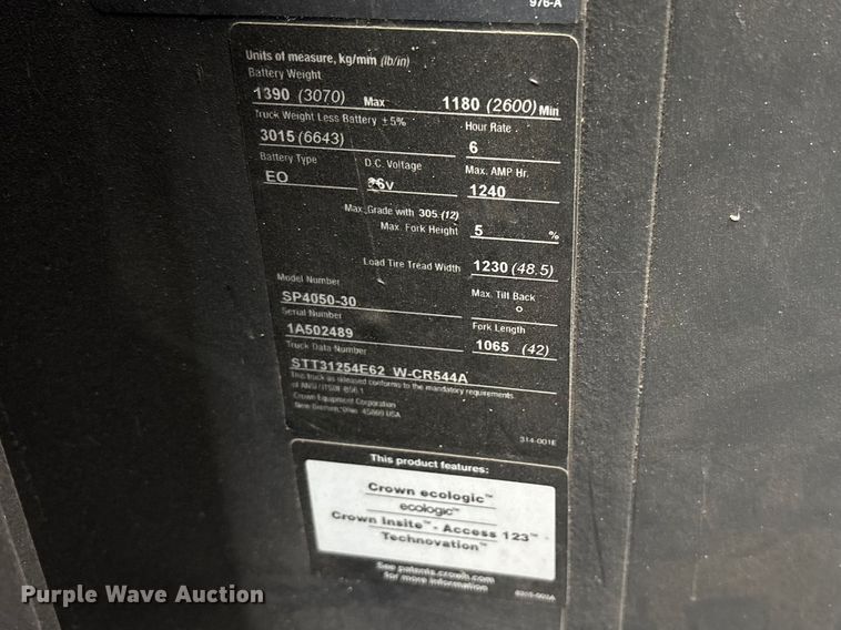 image for item ES8637 2017 Crown SP4050-30 order picker