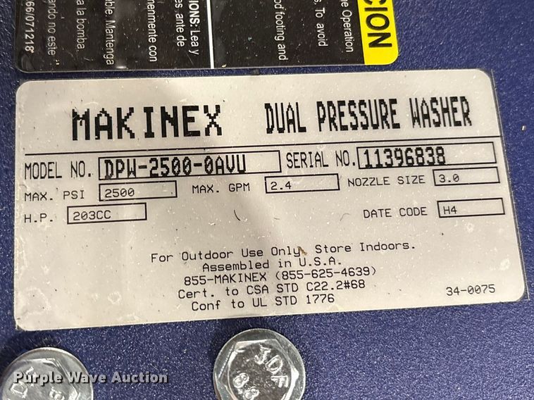 image for item ES8653 2021 Makinex DPW-2500-0AVU pressure washer