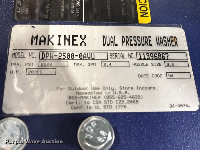 image for item ES8655 2021 Makinex DPW-2500-0AVU pressure washer