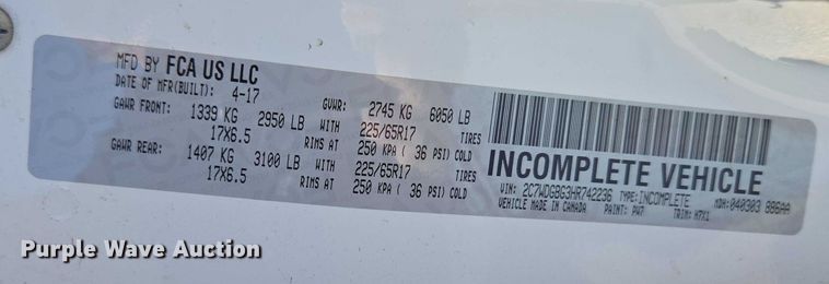 image for item ET1389 2017 Dodge Grand Caravan handicap accessible van