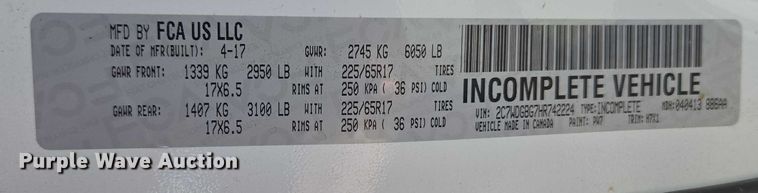 image for item ET1390 2017 Dodge Grand Caravan handicap accessible van