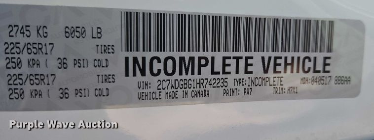 image for item ET1394 2017 Dodge Grand Caravan handicap accessible van