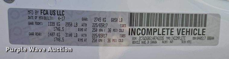 image for item ET1394 2017 Dodge Grand Caravan handicap accessible van