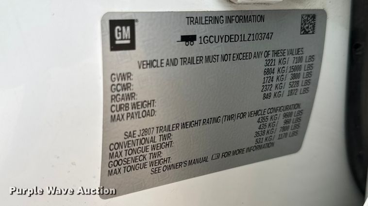 image for item ET1644 2020 Chevrolet Silverado 1500 Crew Cab pickup truck