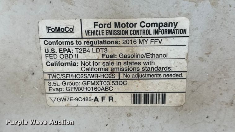 image for item ET1666 2016 Ford F150 Ext. Cab pickup truck