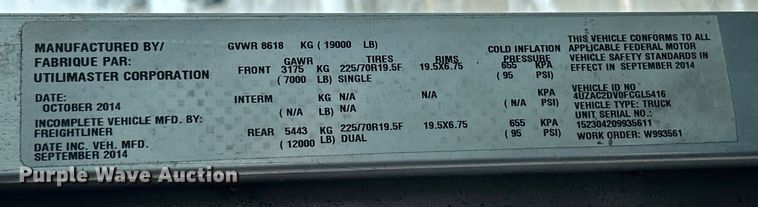 image for item ET6935 2015 Freightliner MT45 delivery truck