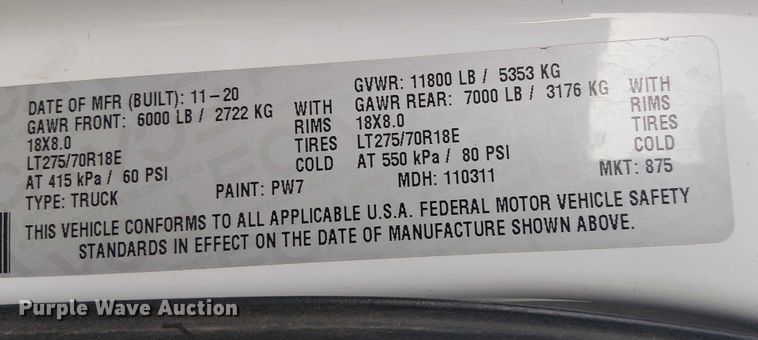 image for item EU2639 2020 RAM 3500 Crew Cab pickup truck