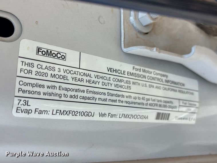image for item EU4976 2020 Ford F350 Super Duty XL Ext. Cab utility bed pickup truck