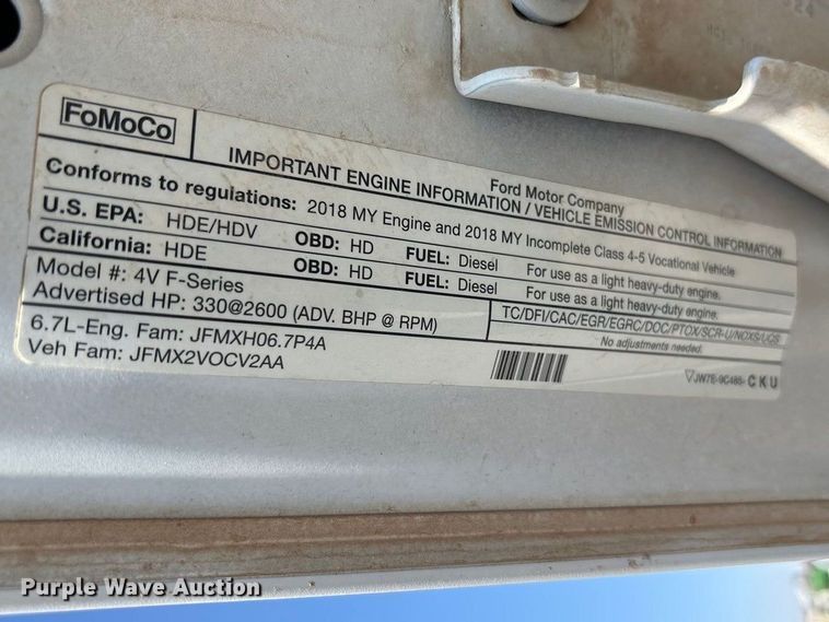 image for item EU4977 2018 Ford F550  utility / service truck