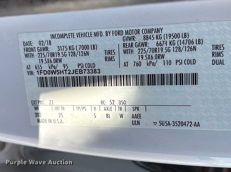 image for item EU4977 2018 Ford F550  utility / service truck