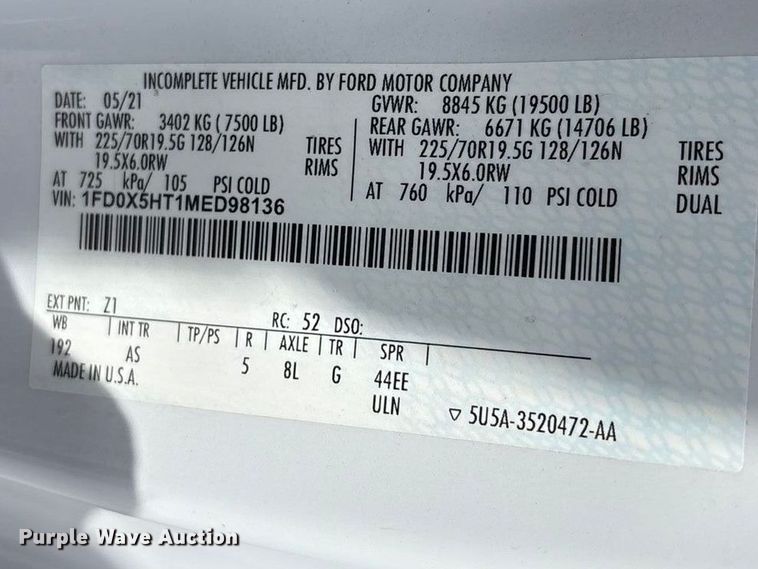 image for item EU4980 2021 Ford F550 Super Duty XL utility / service truck