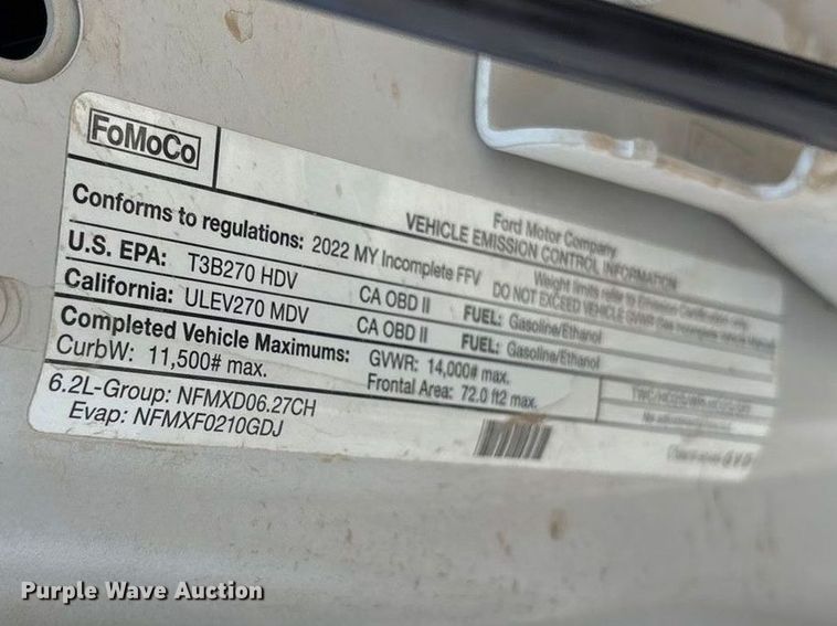 image for item EU4982 2022 Ford F-350 Ext. Cab utility bed pickup truck