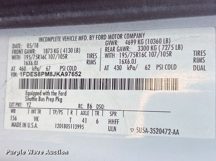 image for item EV2793 2018 Ford Transit shuttle bus