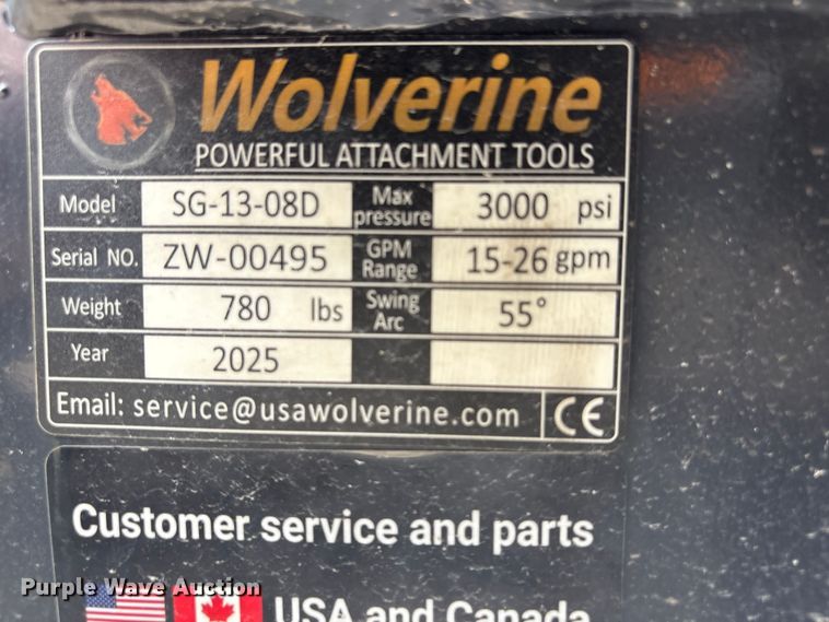 image for item EV2818 2025 Wolverine SG-13-08D skid steer stump grinder