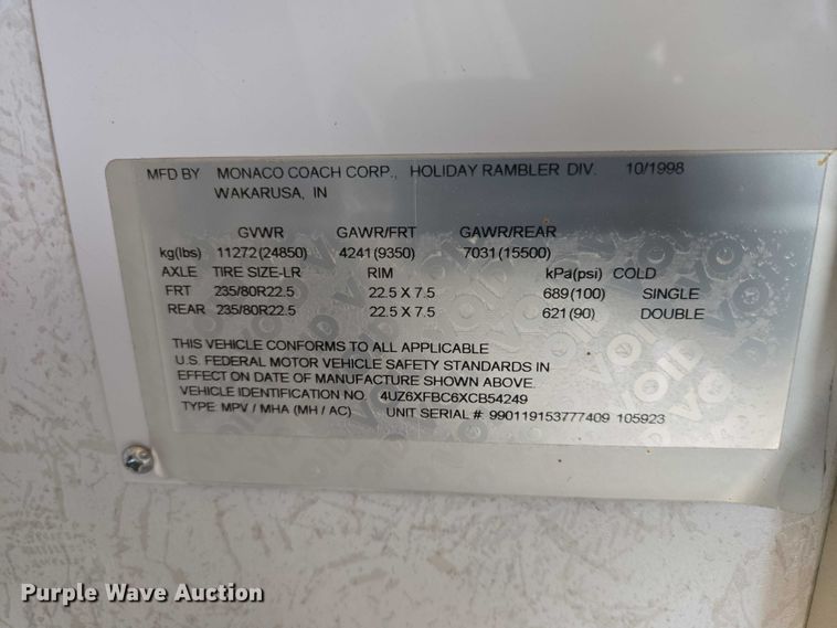 image for item EV5528 1999 Freightliner X RV