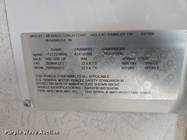 image for item EV5528 1999 Freightliner X RV