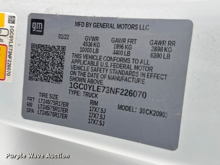 image for item FB0932 2022 Chevrolet Silverado 2500HD pickup truck