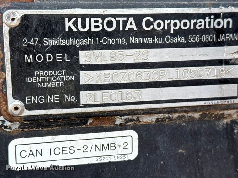 image for item FB0951 2020 Kubota SVL 95-2s tracked skid steer loader