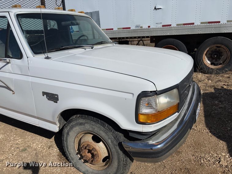 image for item FB3144 1997 Ford F350 flatbed pickup truck