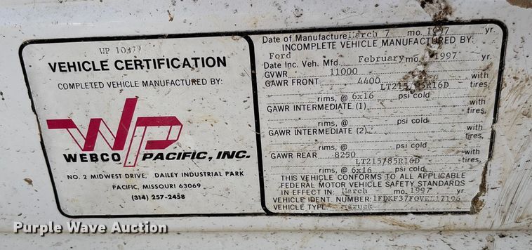 image for item FB3144 1997 Ford F350 flatbed pickup truck