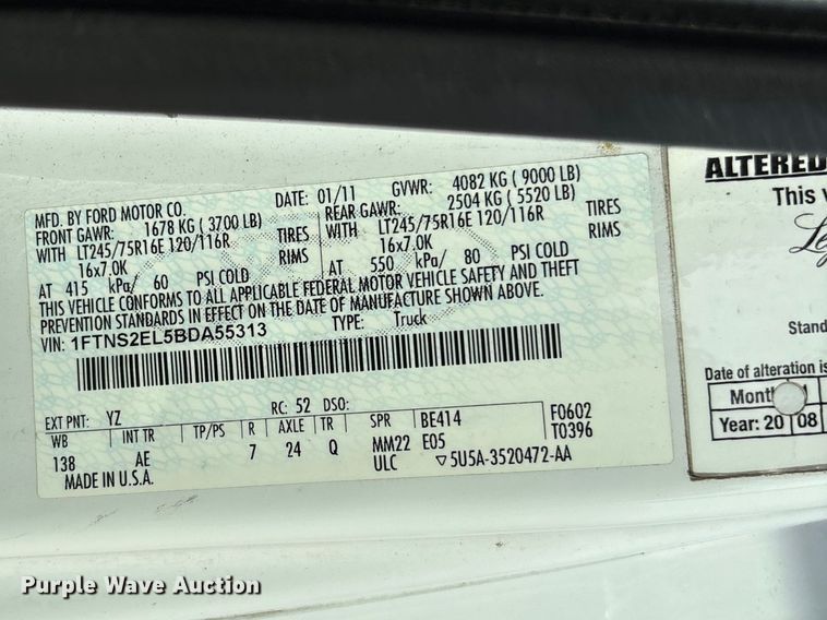image for item FB3186 2011 Ford E250 van