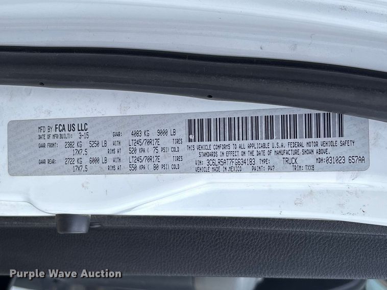 image for item FB3187 2015 RAM 2500 pickup truck