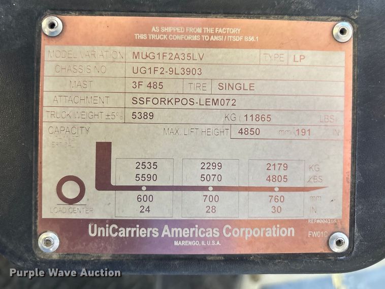 image for item FB3570 2014 Nissan PF70 forklift