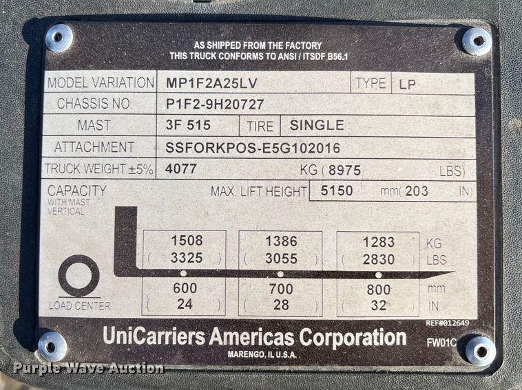 image for item FB5505 2016 UniCarriers PF50 forklift