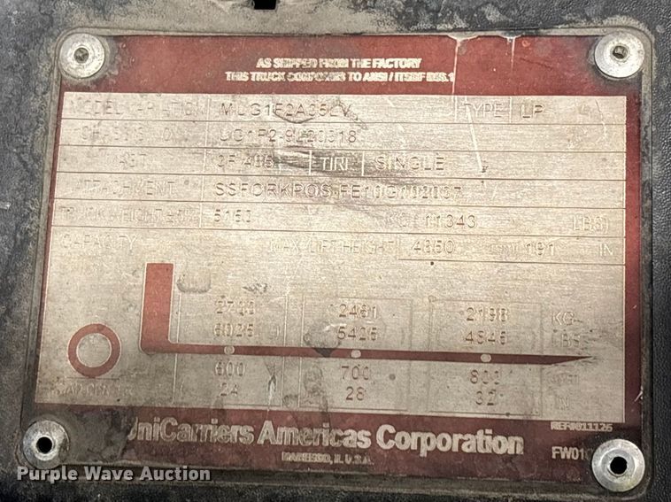 image for item FB5508 2016 UniCarriers PF70 forklift