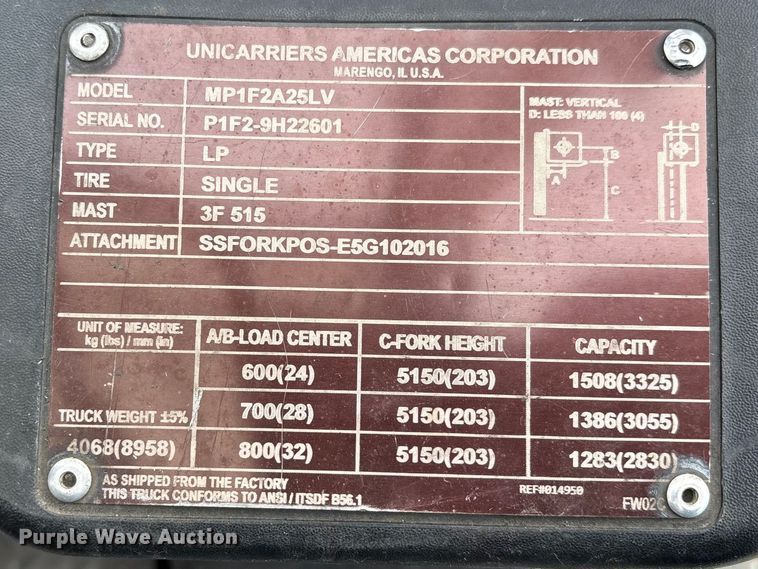image for item FB5512 2017 UniCarriers PF50 forklift