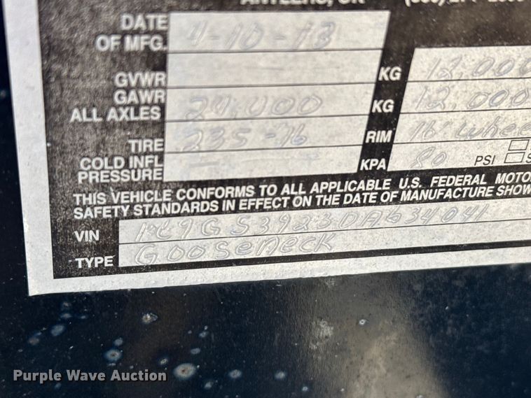 image for item FB6976 2013 Circle M equipment trailer